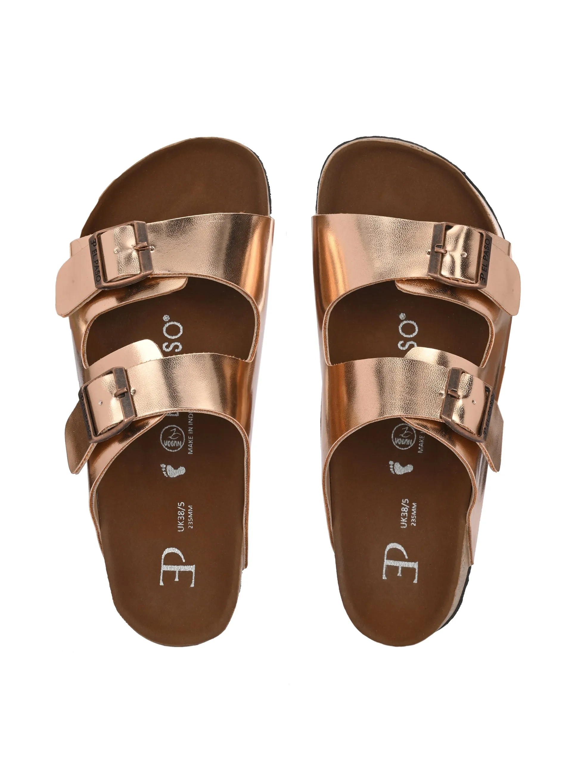 Luxurious Camel Leather Double-Strap Sandal For Women
