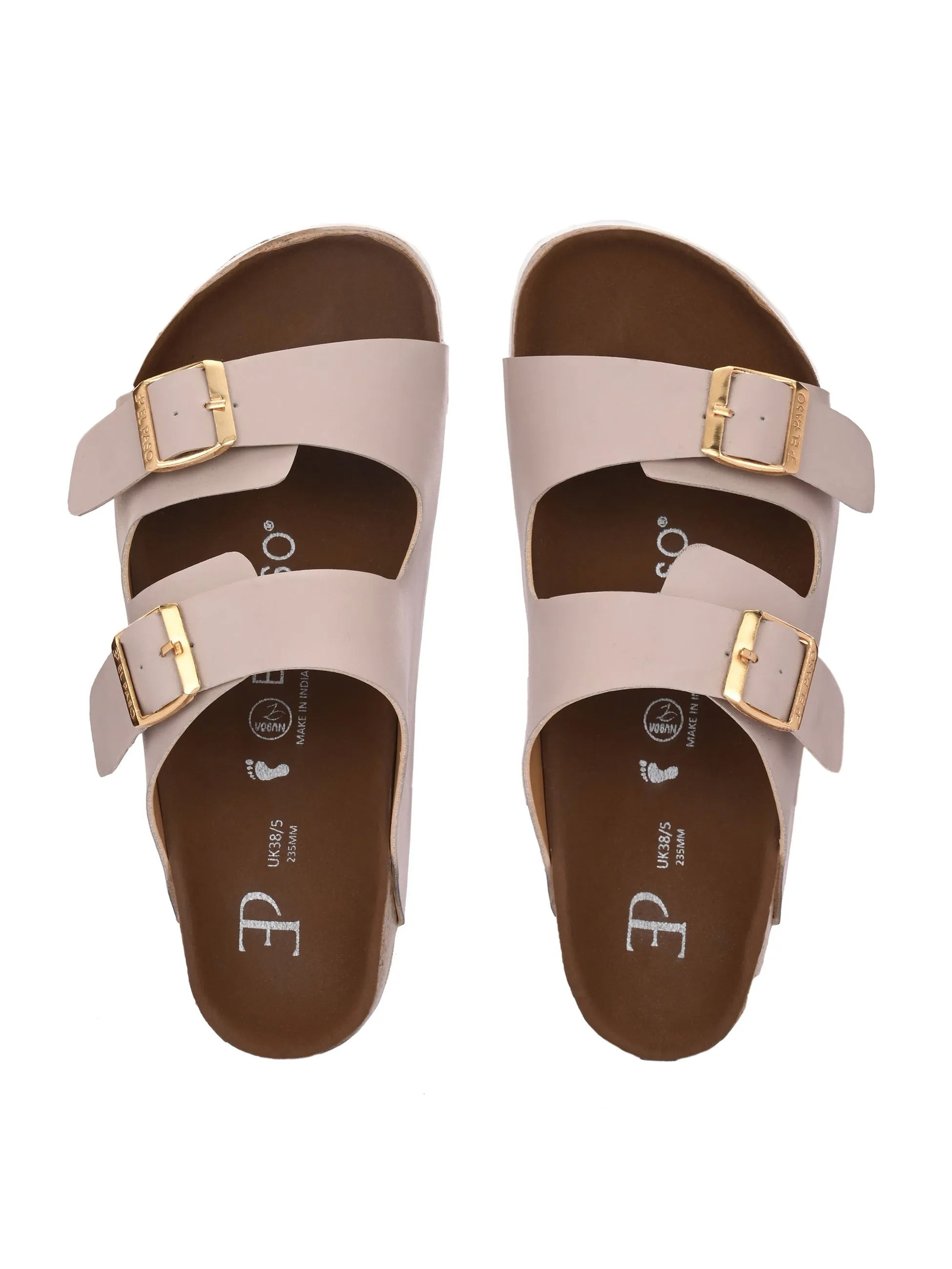Luxurious Camel Leather Double-Strap Sandal For Women