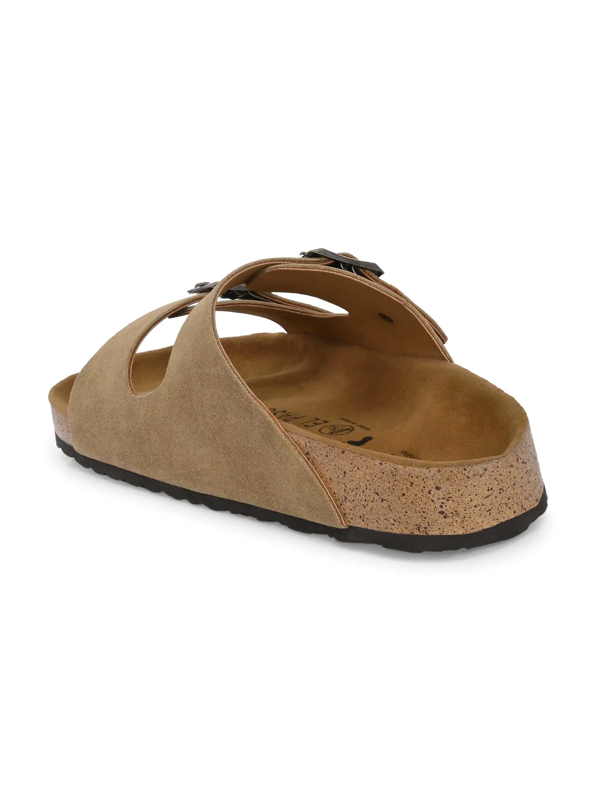 Luxurious Camel Leather Double-Strap Sandal For Women