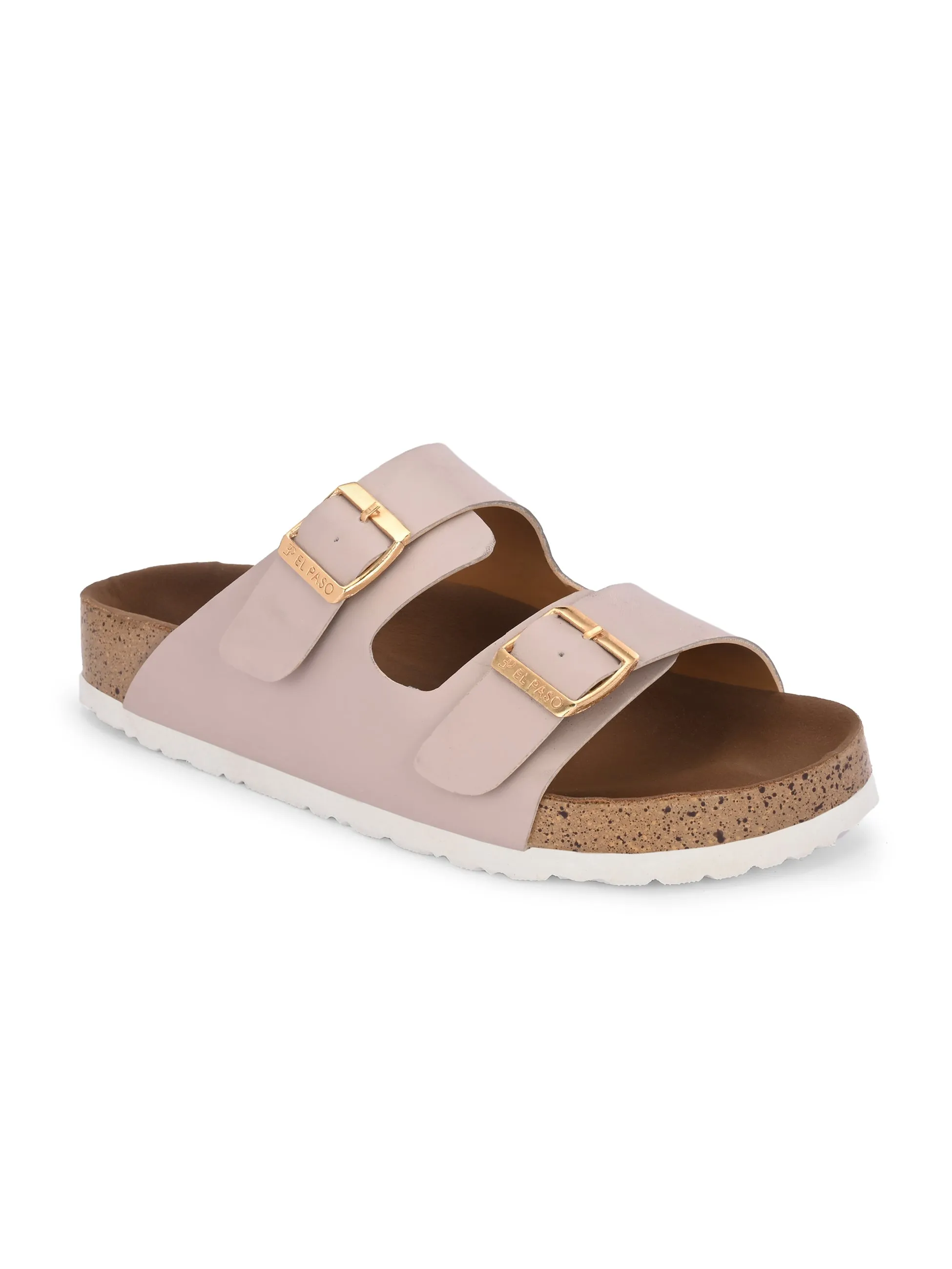 Luxurious Camel Leather Double-Strap Sandal For Women