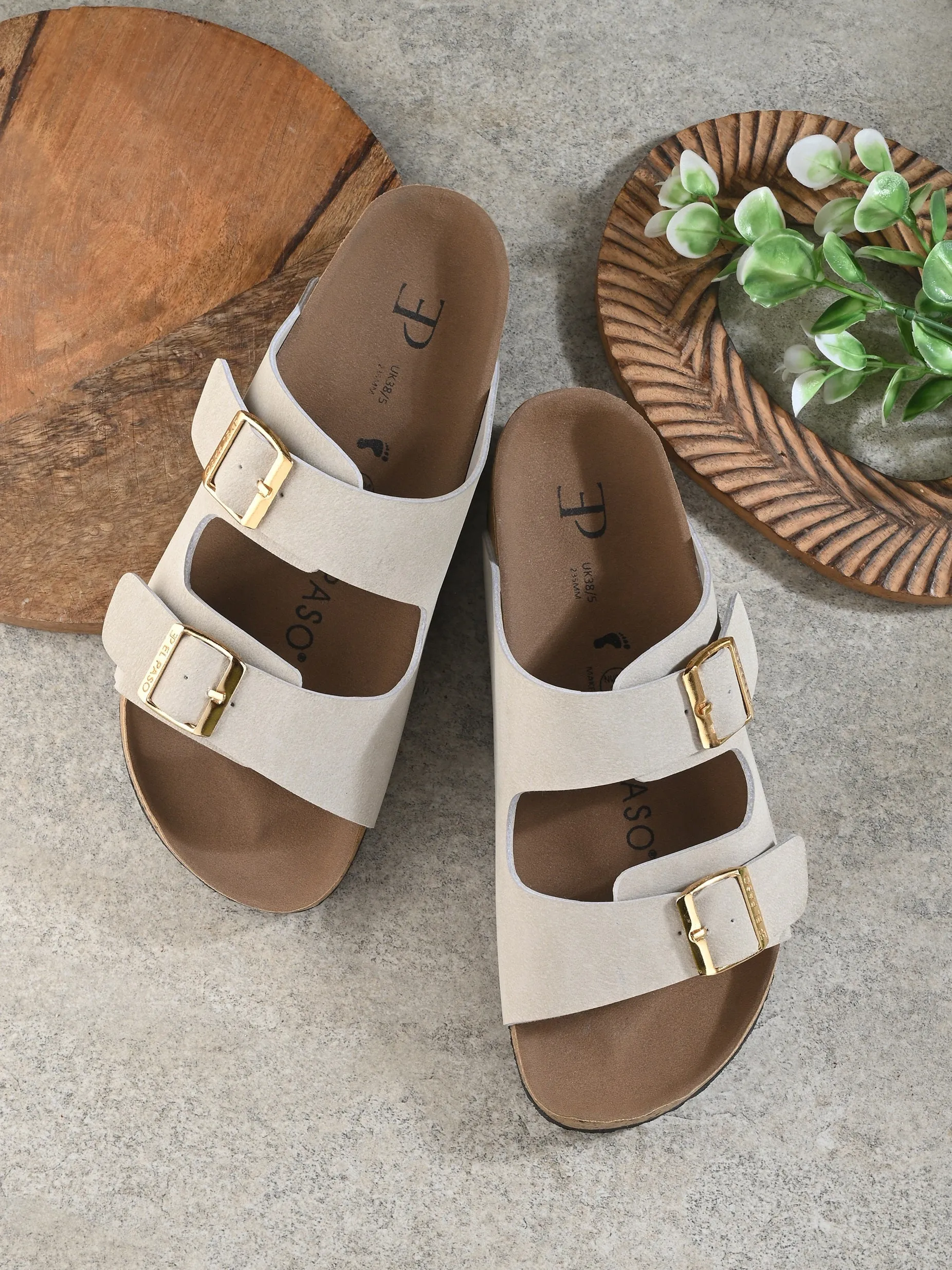 Luxurious Camel Leather Double-Strap Sandal For Women