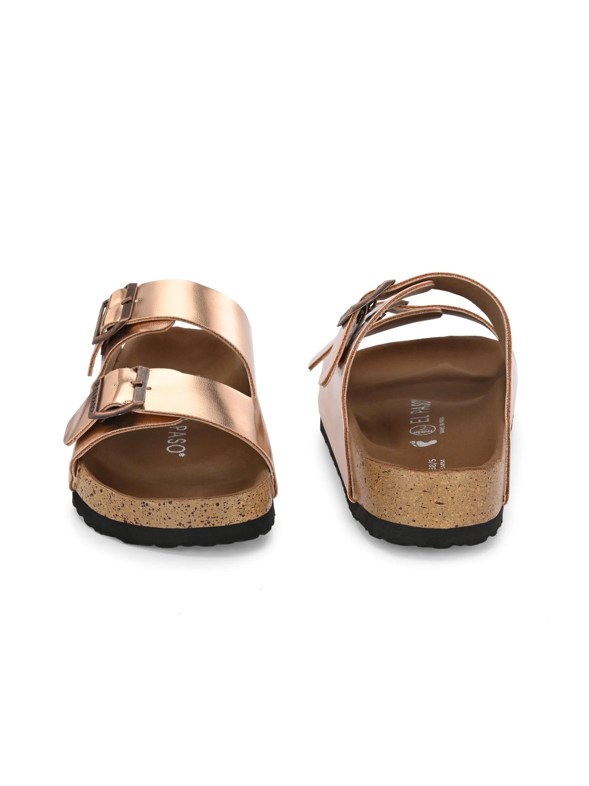 Luxurious Camel Leather Double-Strap Sandal For Women