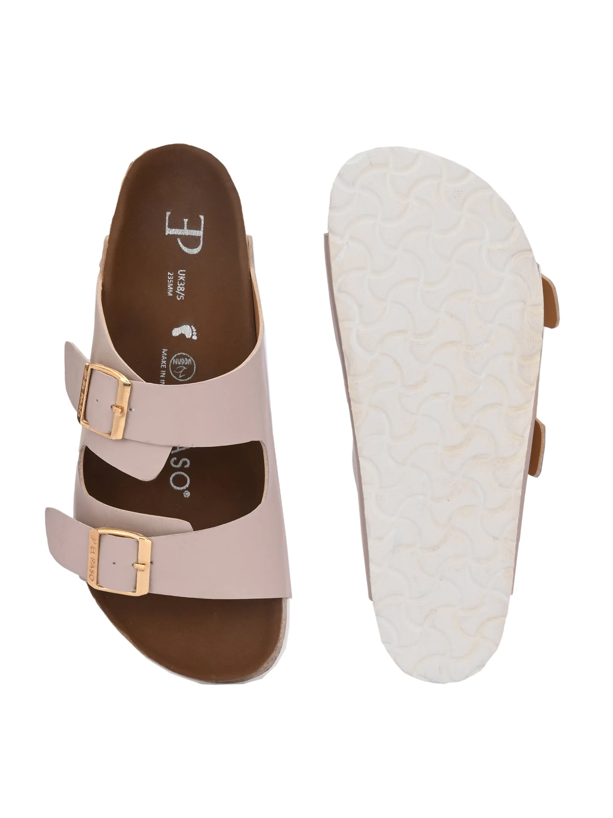 Luxurious Camel Leather Double-Strap Sandal For Women