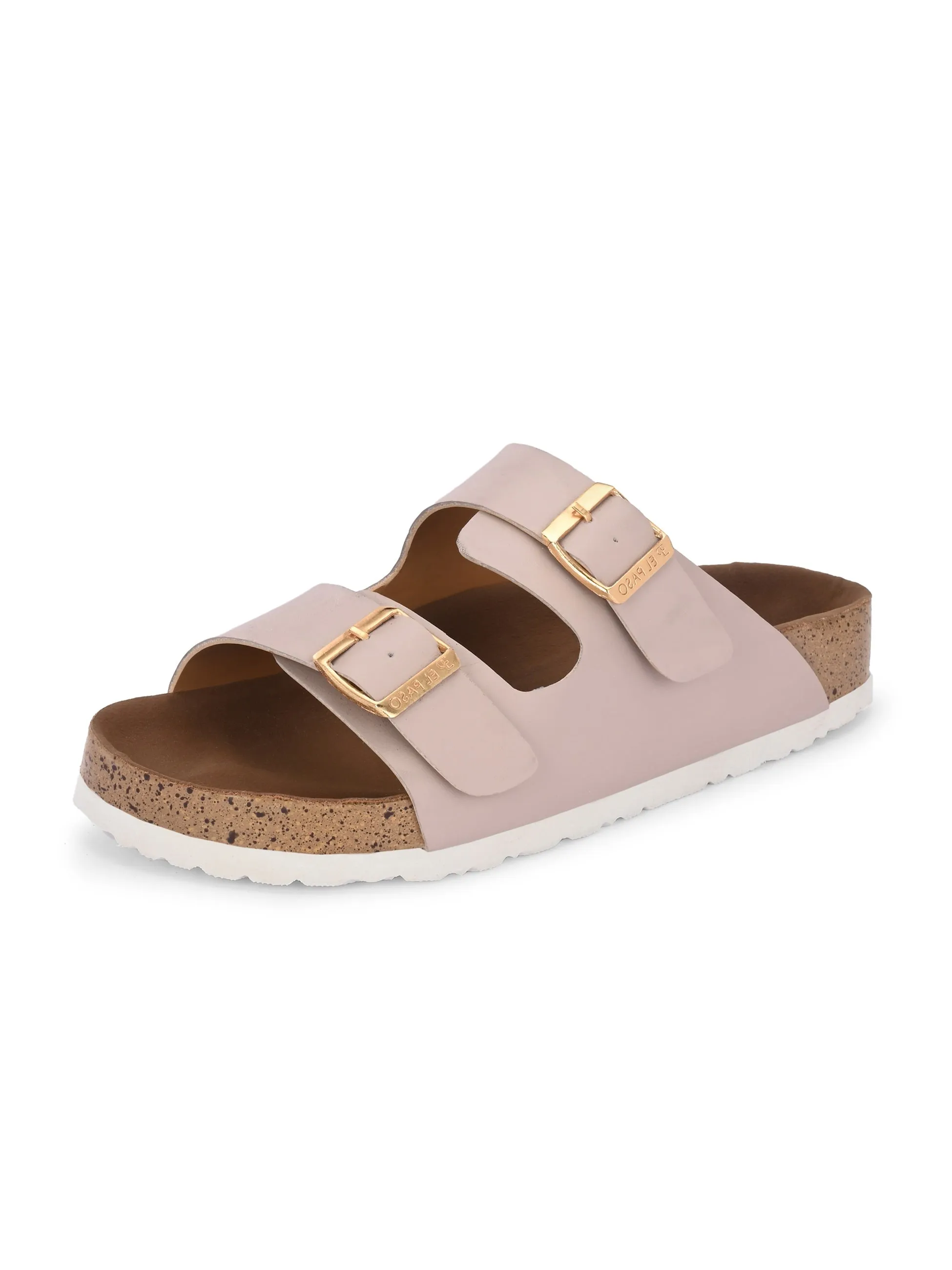 Luxurious Camel Leather Double-Strap Sandal For Women