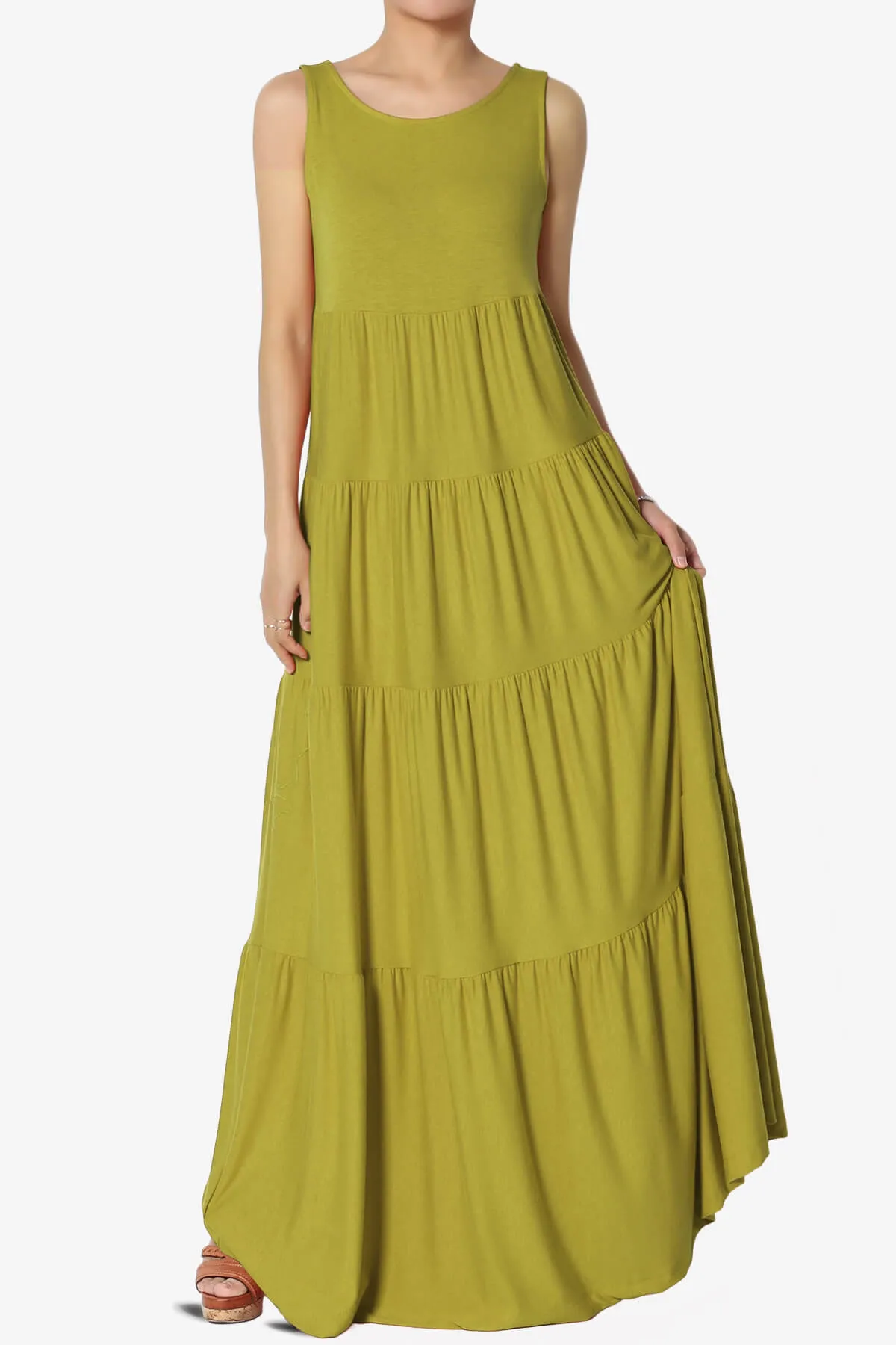 Macie Sleeveless Tiered Long Maxi Dress PLUS