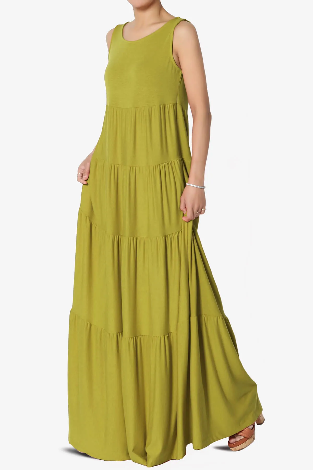 Macie Sleeveless Tiered Long Maxi Dress PLUS