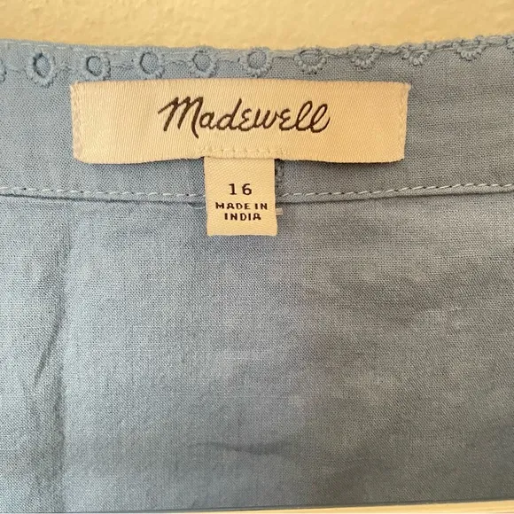 Madewell Quilted Eyelet Midi Dress in Indigo Blue Size 16