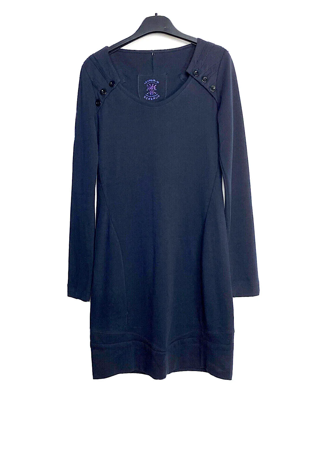 Marithe   Francois Girbaud  Paris. Le Casual. Midnite Blue Cotton Dress Knee Length Long Sleeve