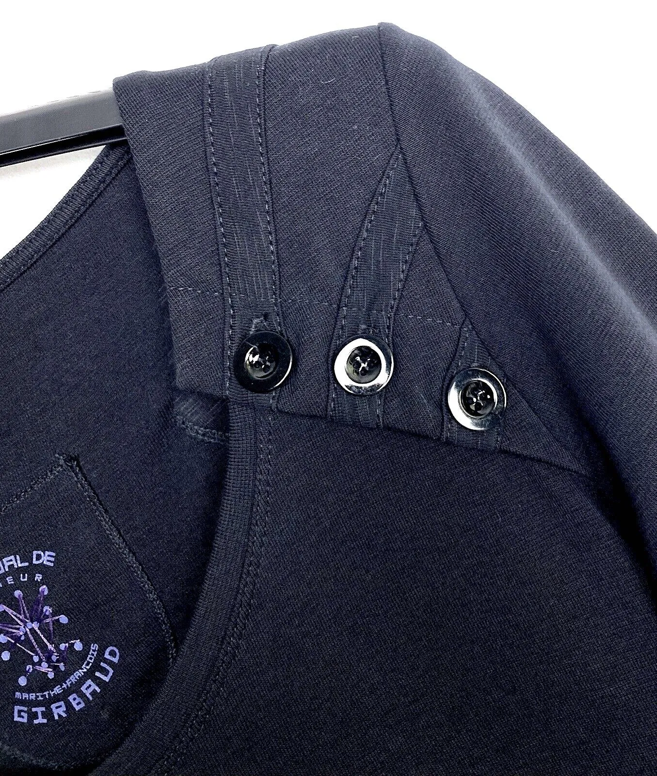 Marithe   Francois Girbaud  Paris. Le Casual. Midnite Blue Cotton Dress Knee Length Long Sleeve