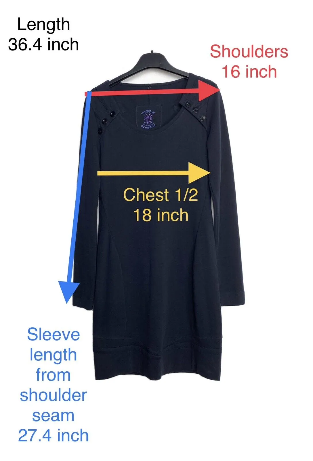 Marithe   Francois Girbaud  Paris. Le Casual. Midnite Blue Cotton Dress Knee Length Long Sleeve