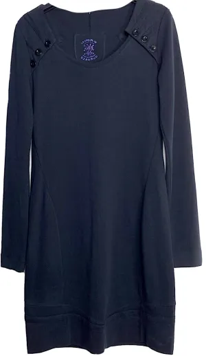 Marithe   Francois Girbaud  Paris. Le Casual. Midnite Blue Cotton Dress Knee Length Long Sleeve