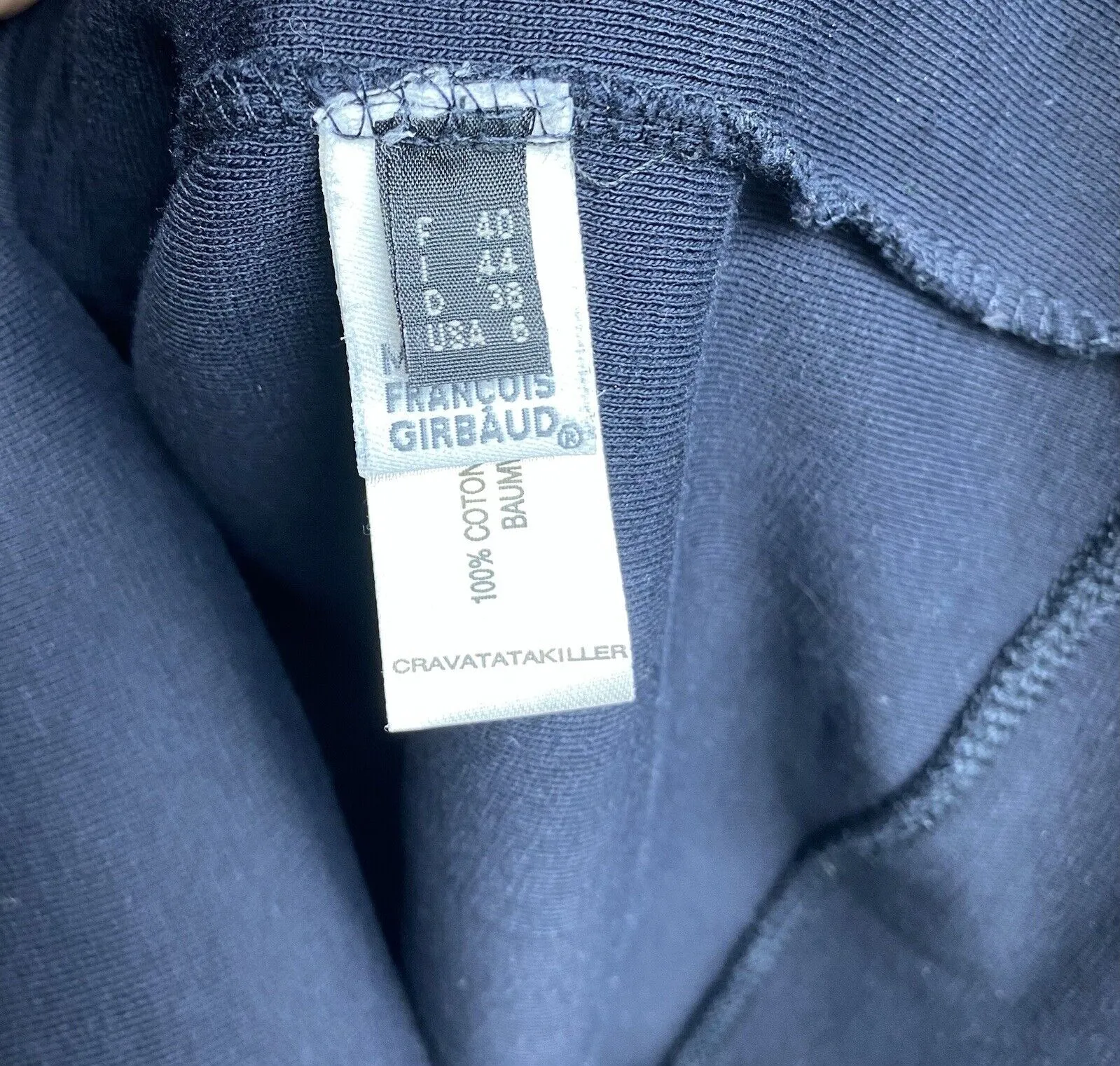Marithe   Francois Girbaud  Paris. Le Casual. Midnite Blue Cotton Dress Knee Length Long Sleeve