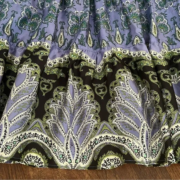 Marshall Fields Bohemian Blue Green Silk Skirt