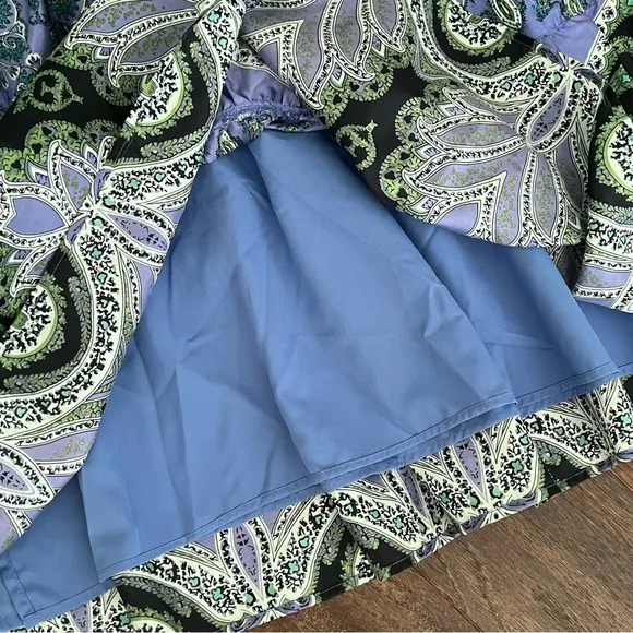 Marshall Fields Bohemian Blue Green Silk Skirt