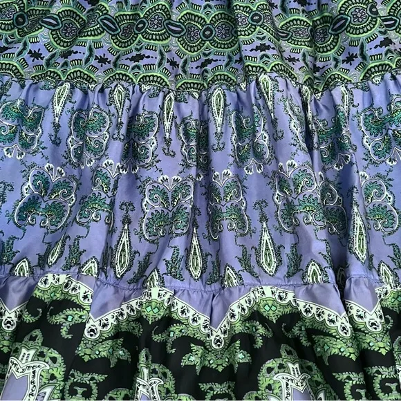 Marshall Fields Bohemian Blue Green Silk Skirt