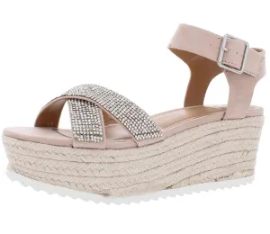 Material Girl Womens Brinny Embellished Open Toe Espadrilles  Color: Pink  Size: 8M