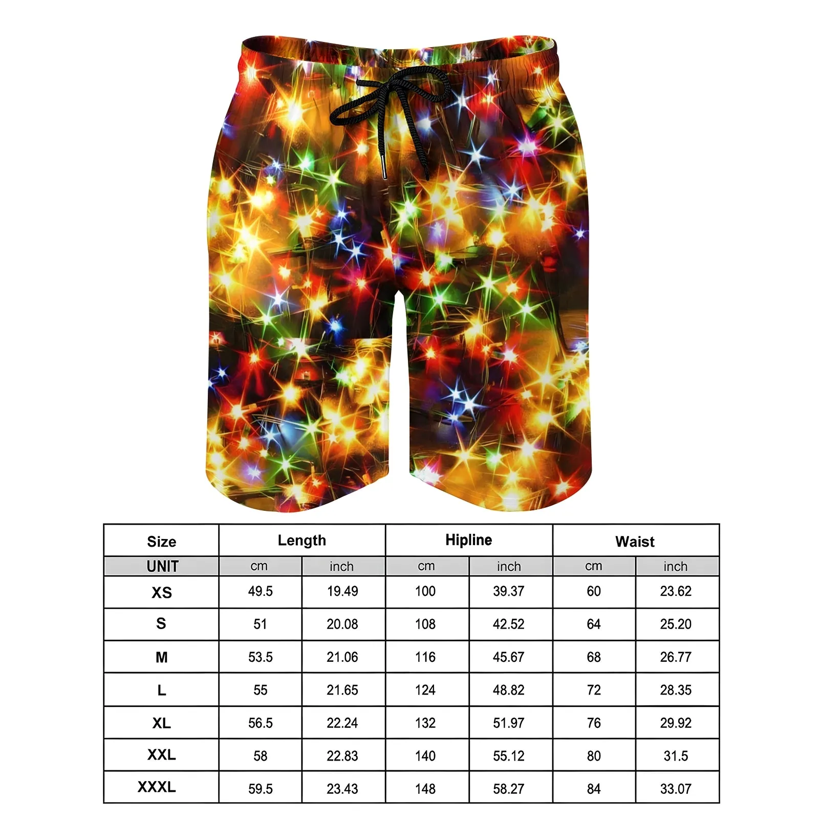 Men's Holiday Colorful String Lights Sports Fashion Shorts 2311000679