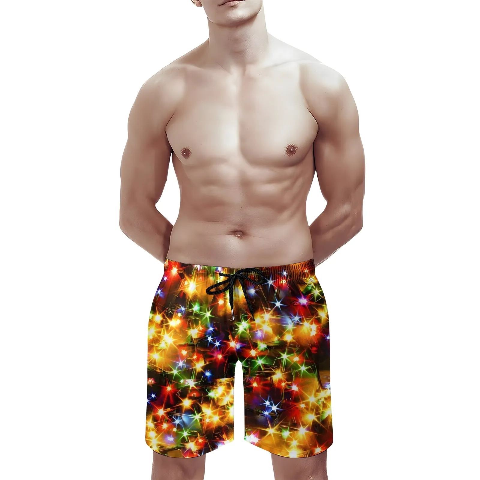 Men's Holiday Colorful String Lights Sports Fashion Shorts 2311000679