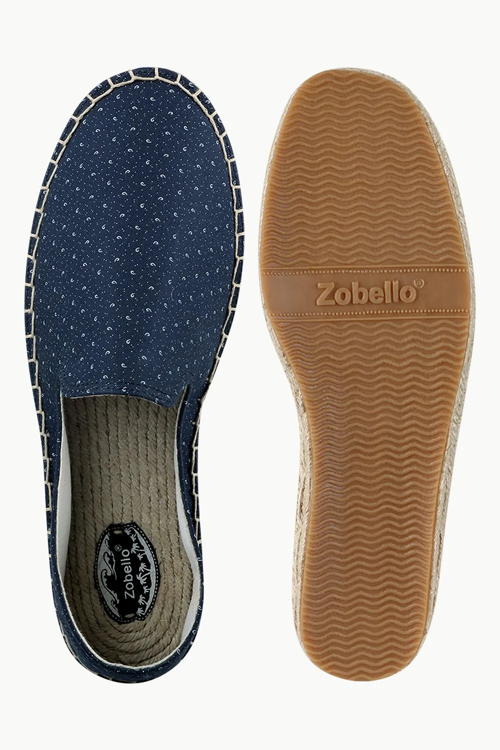 Mens Navy Printed Jute Espadrilles