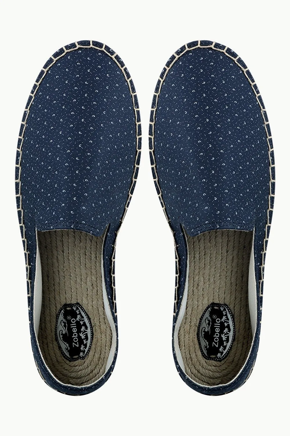 Mens Navy Printed Jute Espadrilles