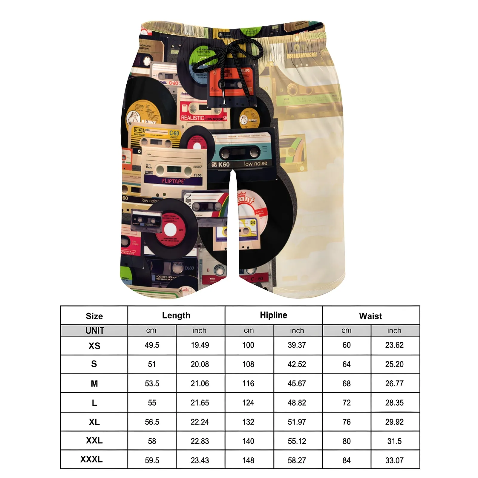 Men's Sports Music Cassettes And Vinyl Records Shorts 2402000299