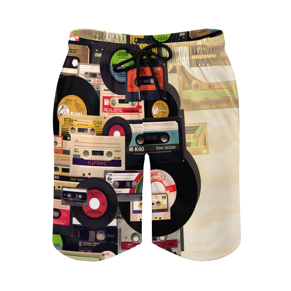 Men's Sports Music Cassettes And Vinyl Records Shorts 2402000299