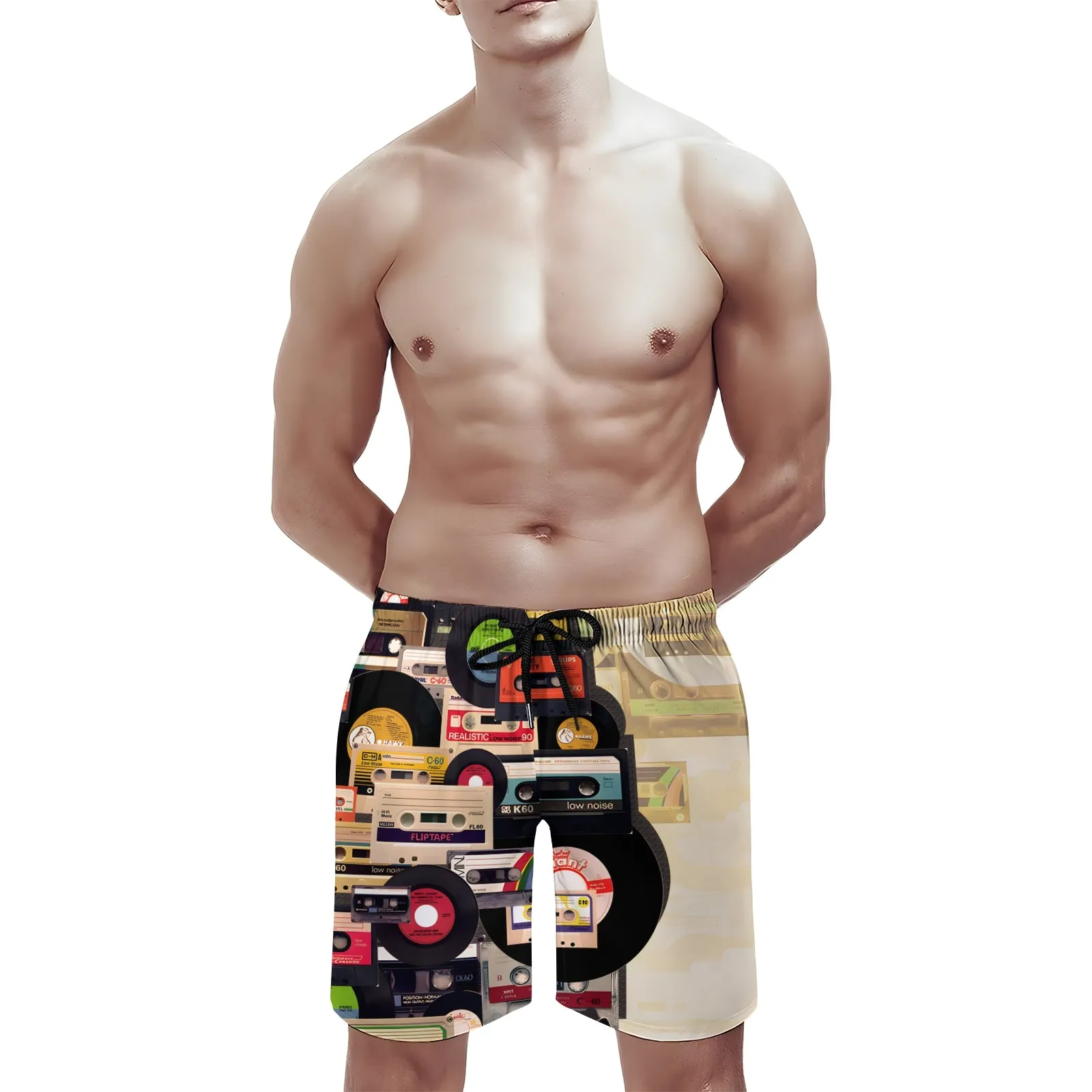 Men's Sports Music Cassettes And Vinyl Records Shorts 2402000299