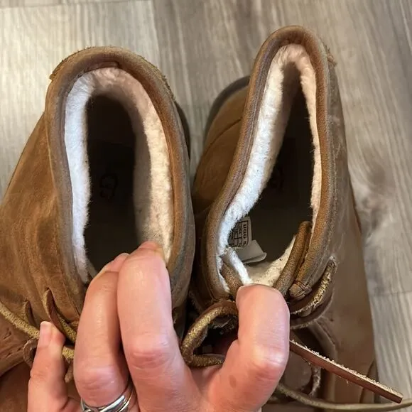 MENS UGG BOSLEY CHESTNUT SHEARLING LINED WATERPROOF WINTER BOOT EUC SIZE 10