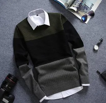 Men's Vintage Round Collar Sweater