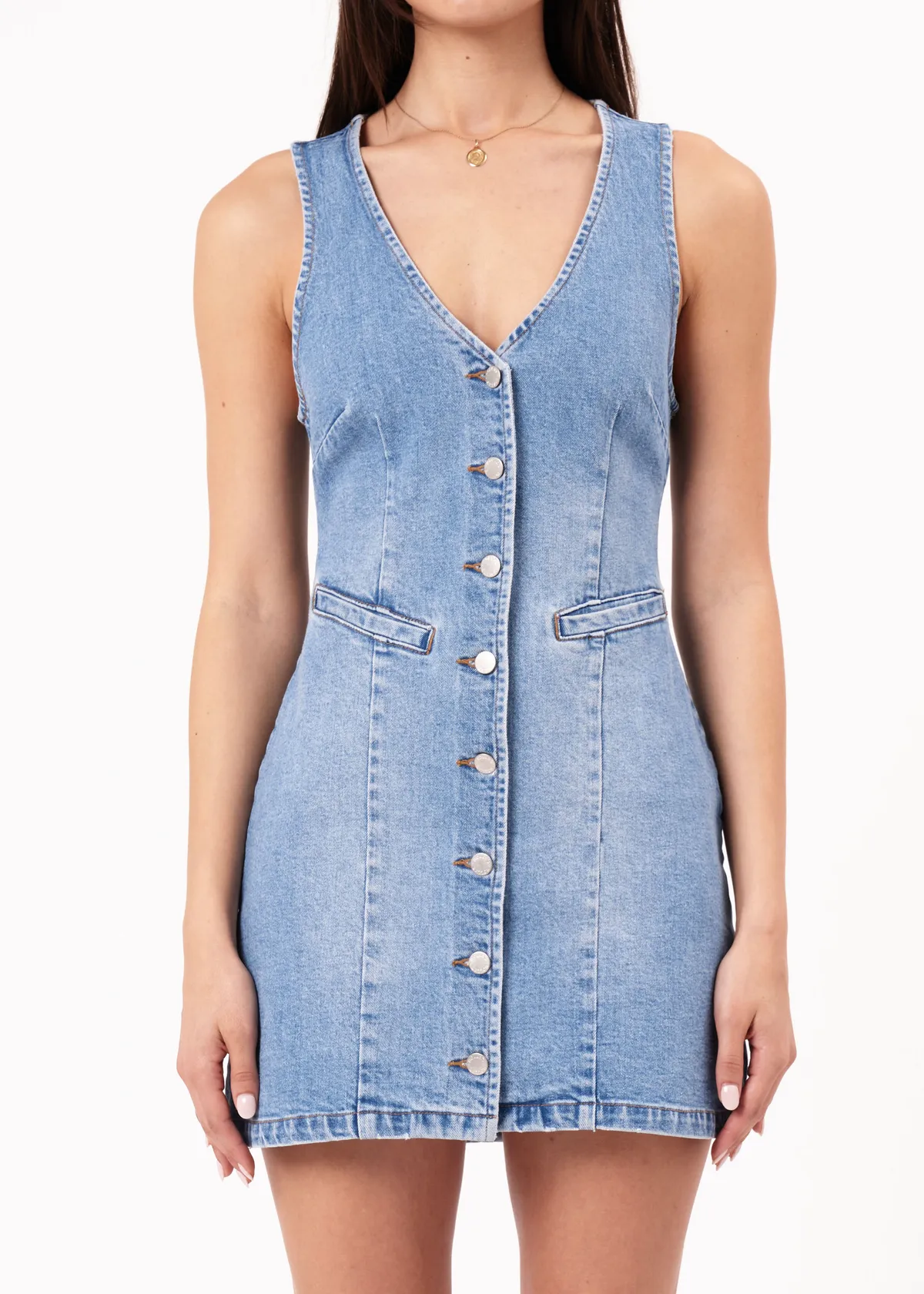 Mid Blue Denim Dallas Mini Dress