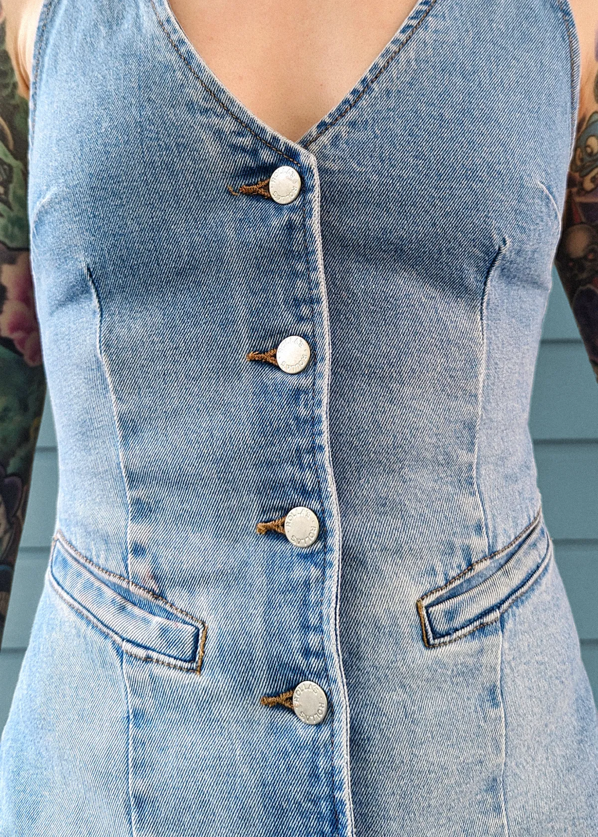 Mid Blue Denim Dallas Mini Dress