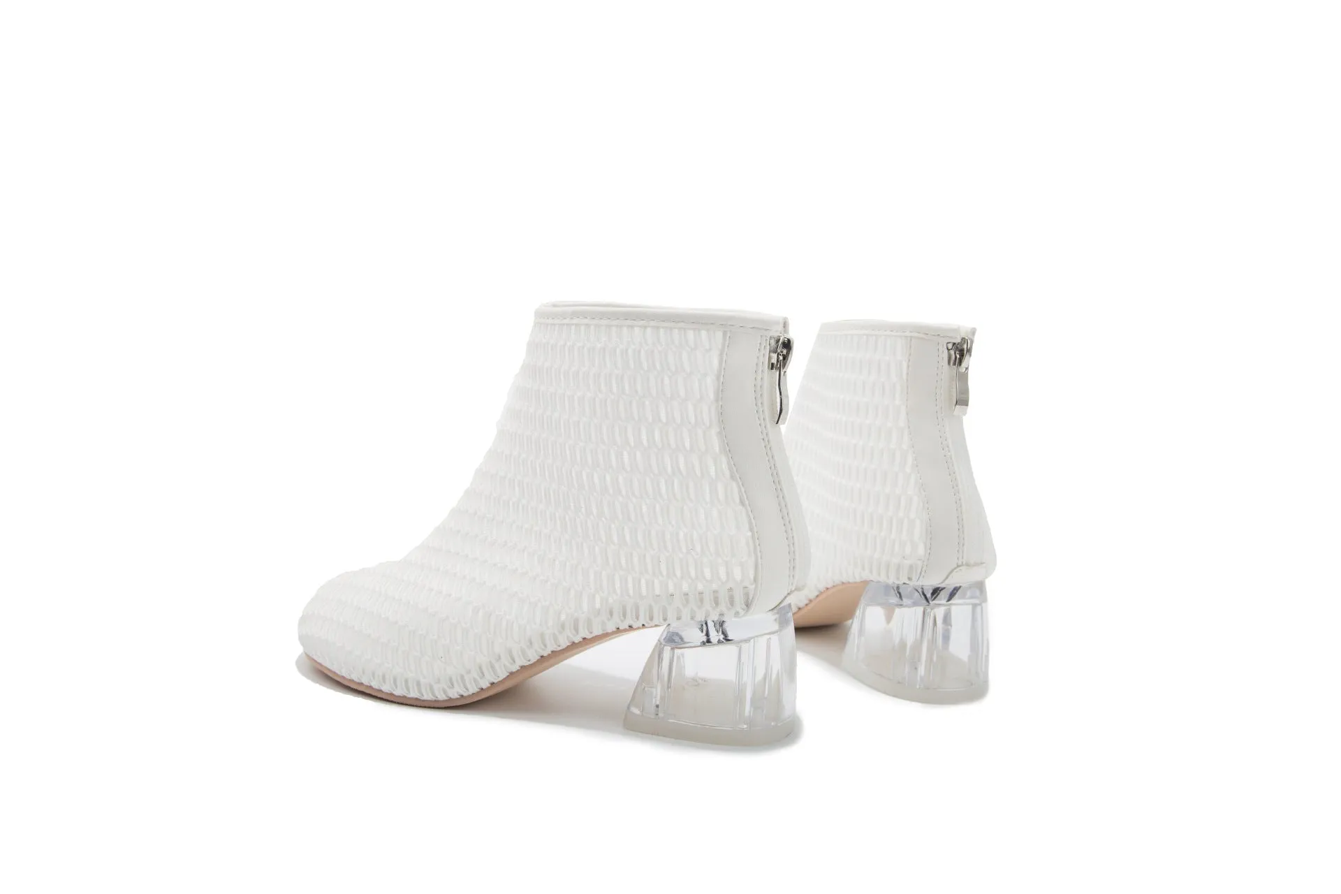 Mid-heel Fashion Casual Mesh Shoes Women's Wild Trend Transparent Crystal Thick with Boots