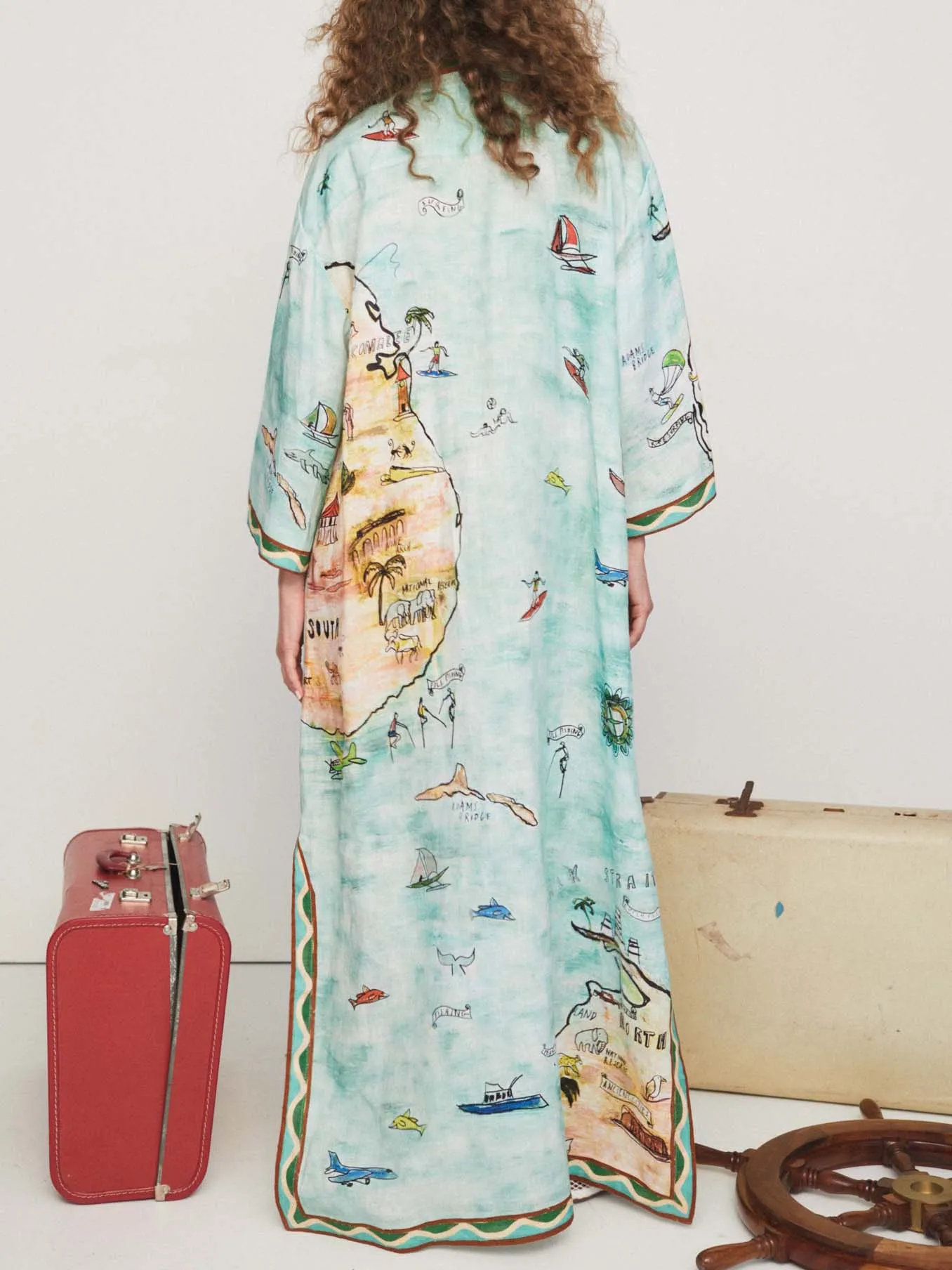 Modern Satin Art Island Print Slit