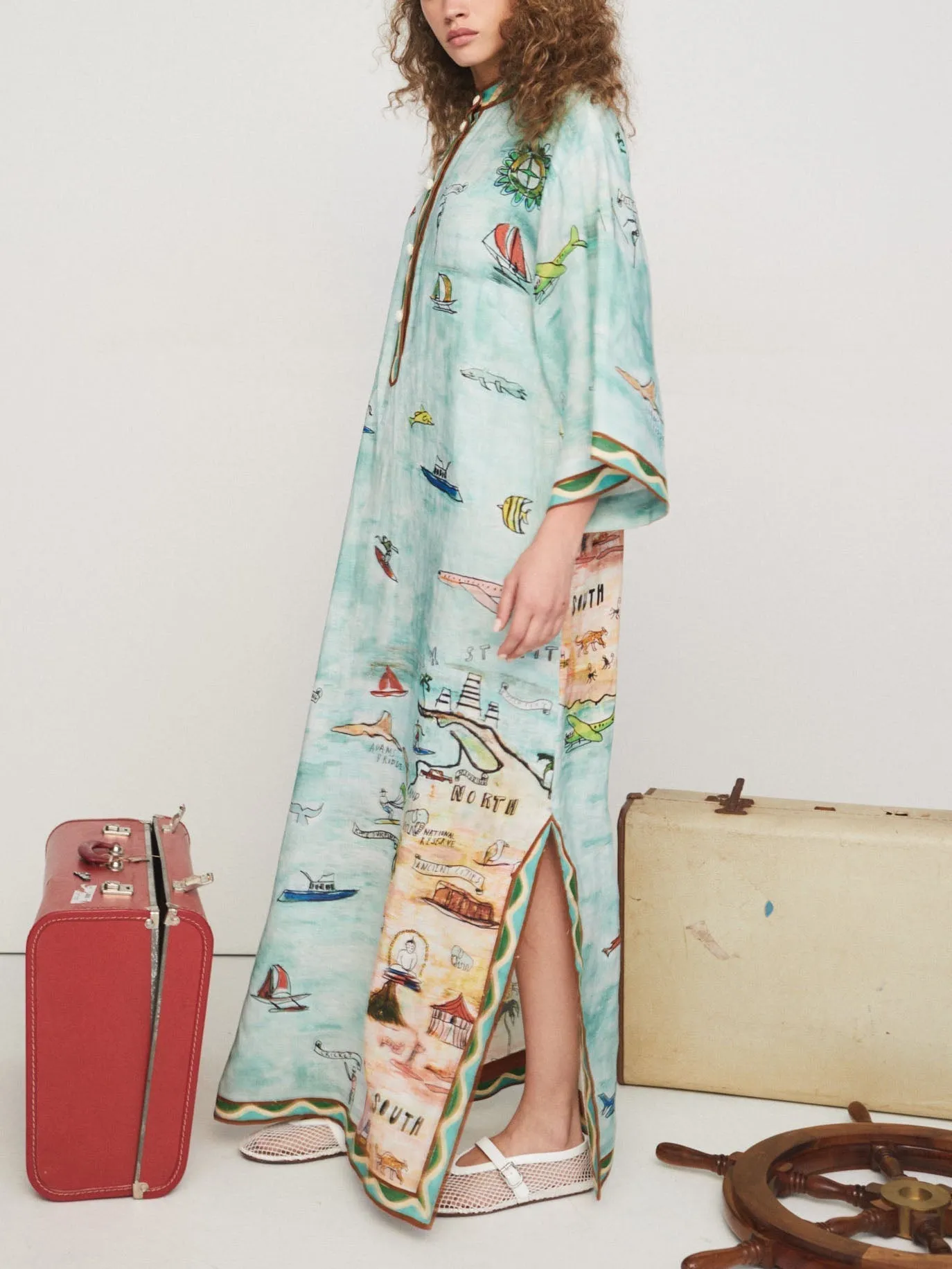 Modern Satin Art Island Print Slit