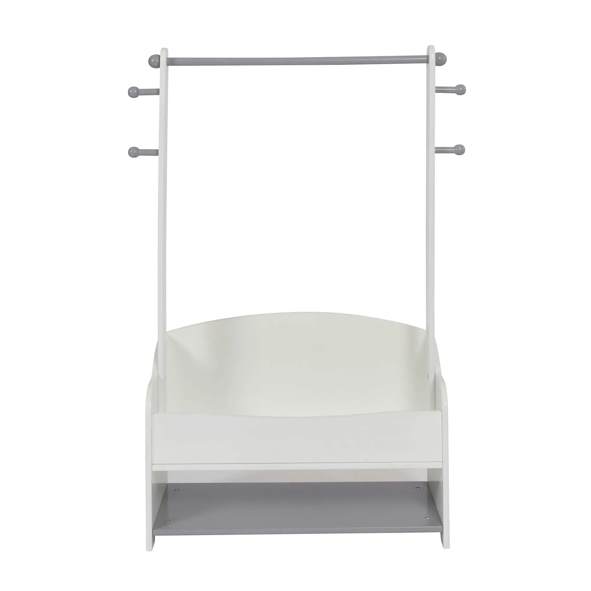 Montessori Childrens Clothes Rail |  Kids Dress Up Rail | with Storage | White & Grey