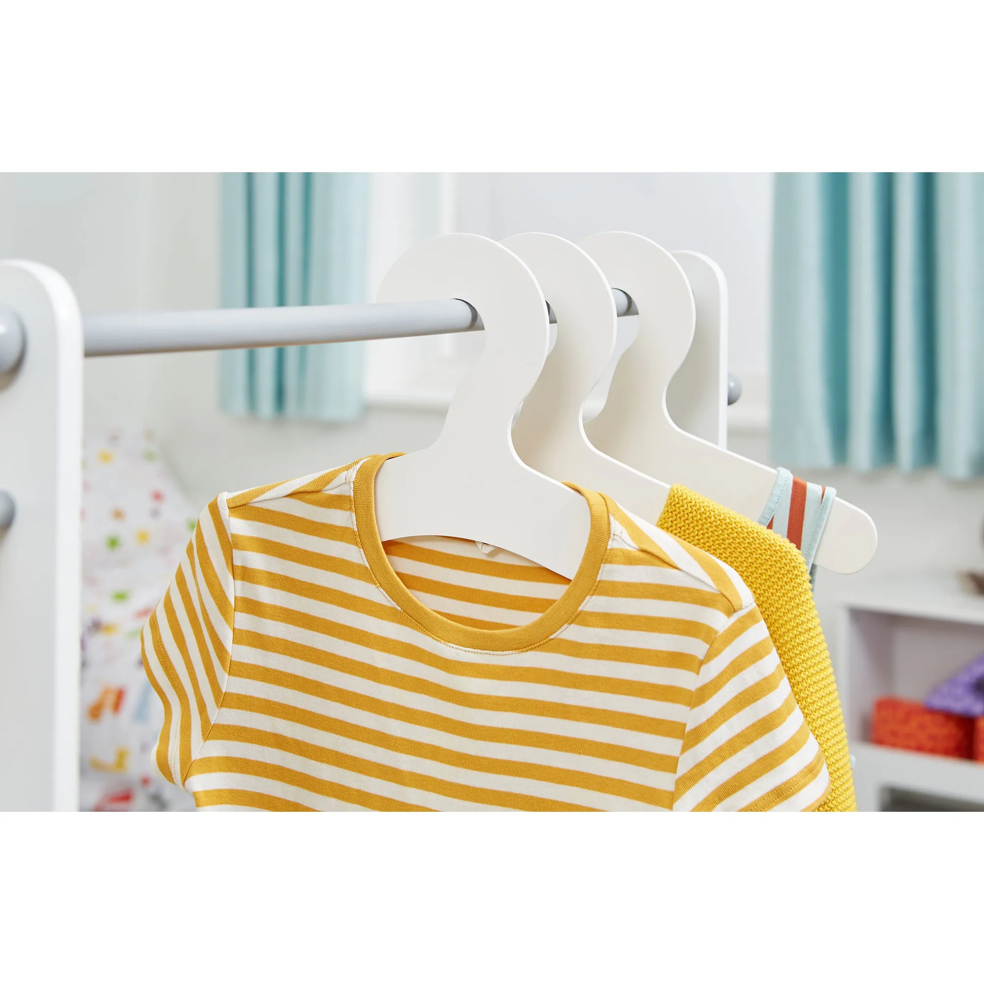 Montessori Childrens Clothes Rail |  Kids Dress Up Rail | with Storage | White & Grey