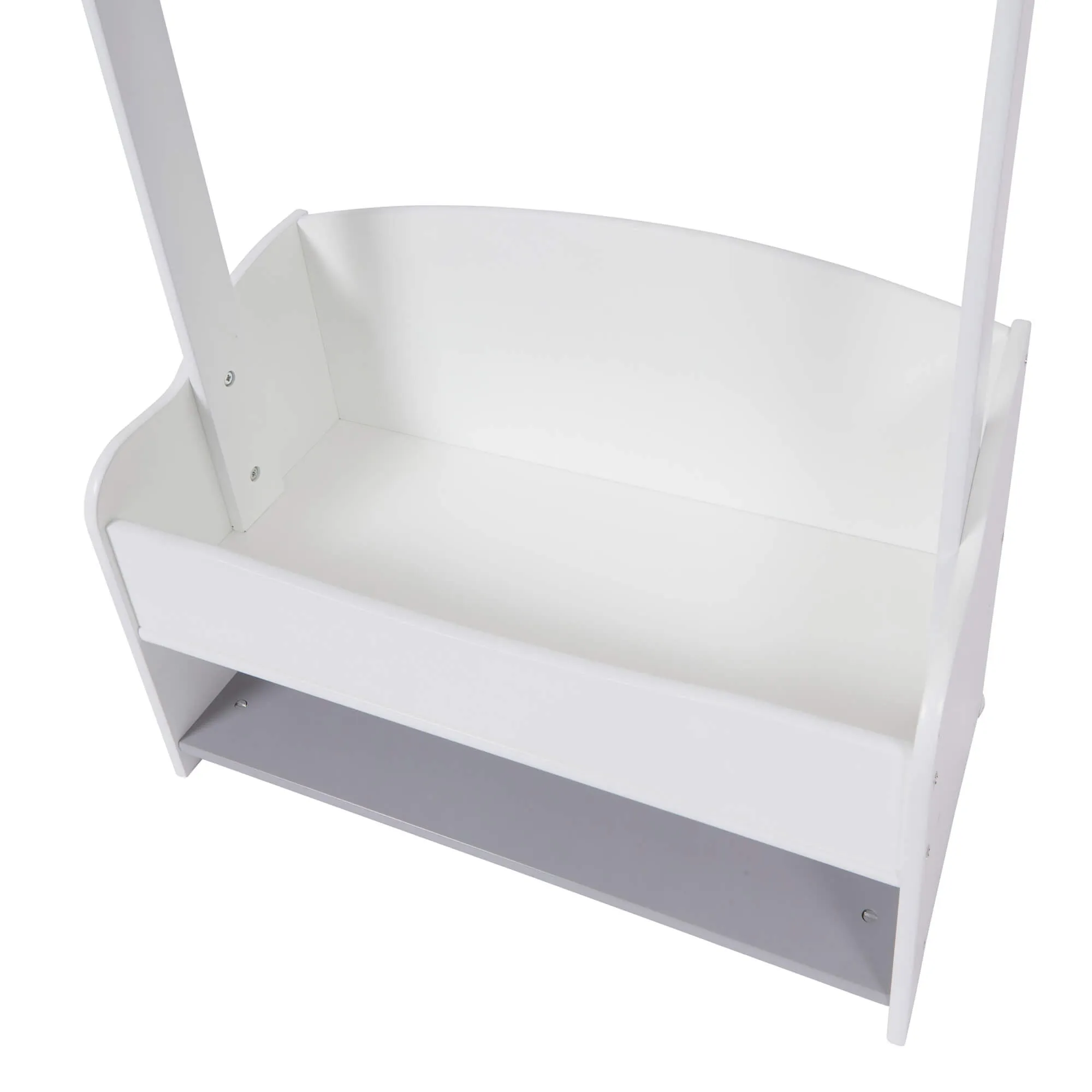 Montessori Childrens Clothes Rail |  Kids Dress Up Rail | with Storage | White & Grey