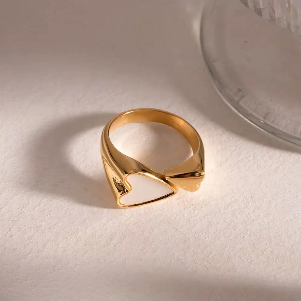 Mother of Pearl Double Heart Ring