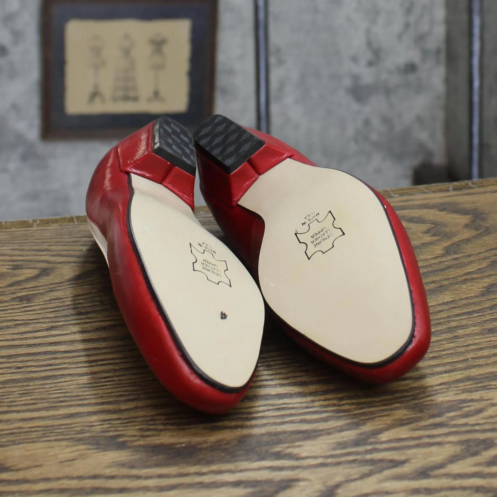 Natural Bright Womens Vintage Pavilio Block Heel Flats 167401baf0dfeb Red 6.5M