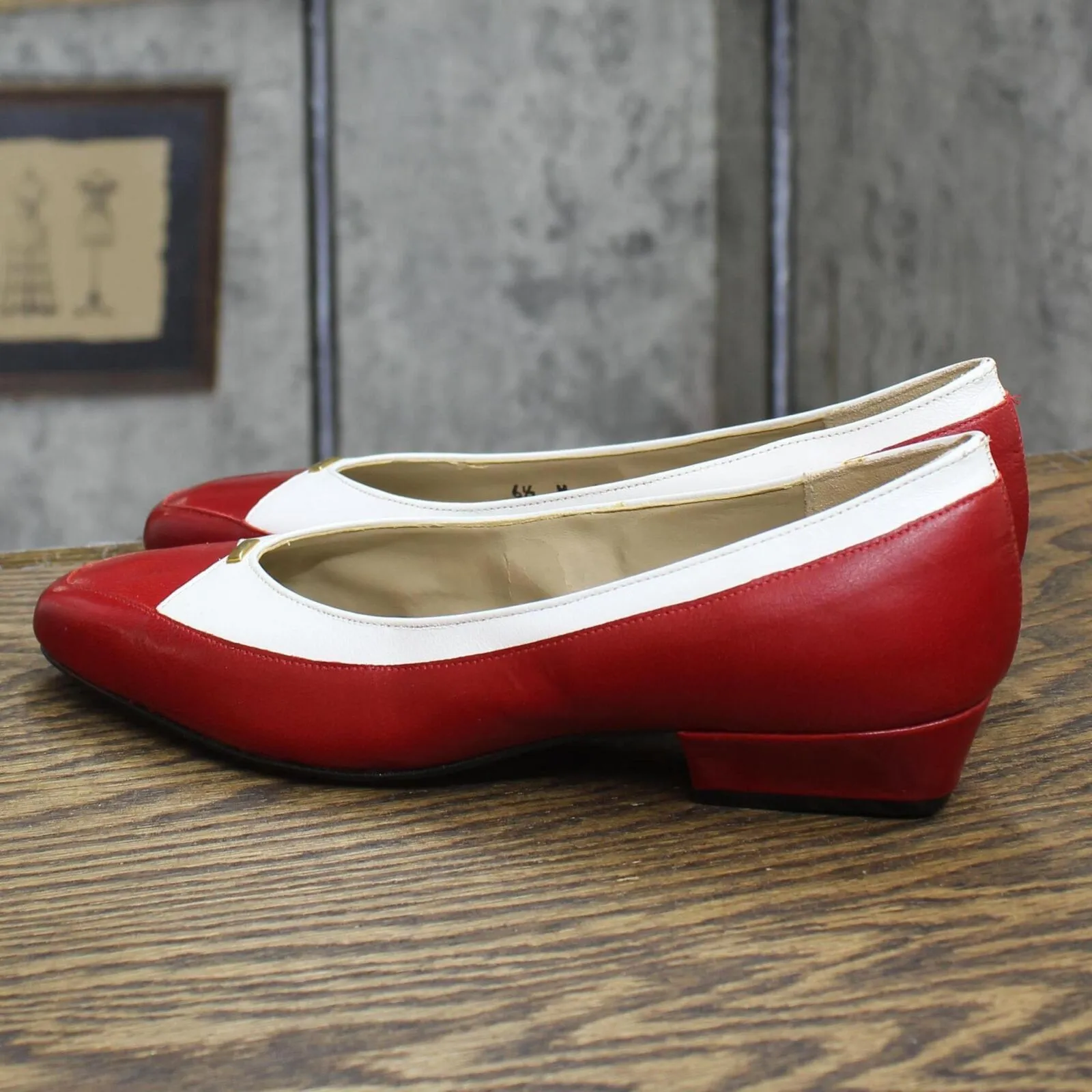 Natural Bright Womens Vintage Pavilio Block Heel Flats 167401baf0dfeb Red 6.5M
