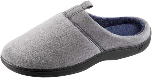 New Isotoner Men's Open Back Slipper with Memory Foam and Indoor/Outdoor Sole Slip on Ash Grey, Sz XL 11-12