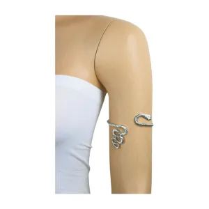 New Women Silver Metal Upper Arm Cuff Bracelet Cobra Snake Wrap Around Charm Band