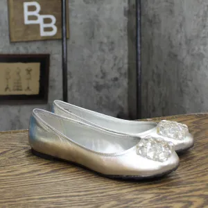 Nine West Womens Vintage Leather Embellished Flats 1673d92e458d35 Silver Gray 6M