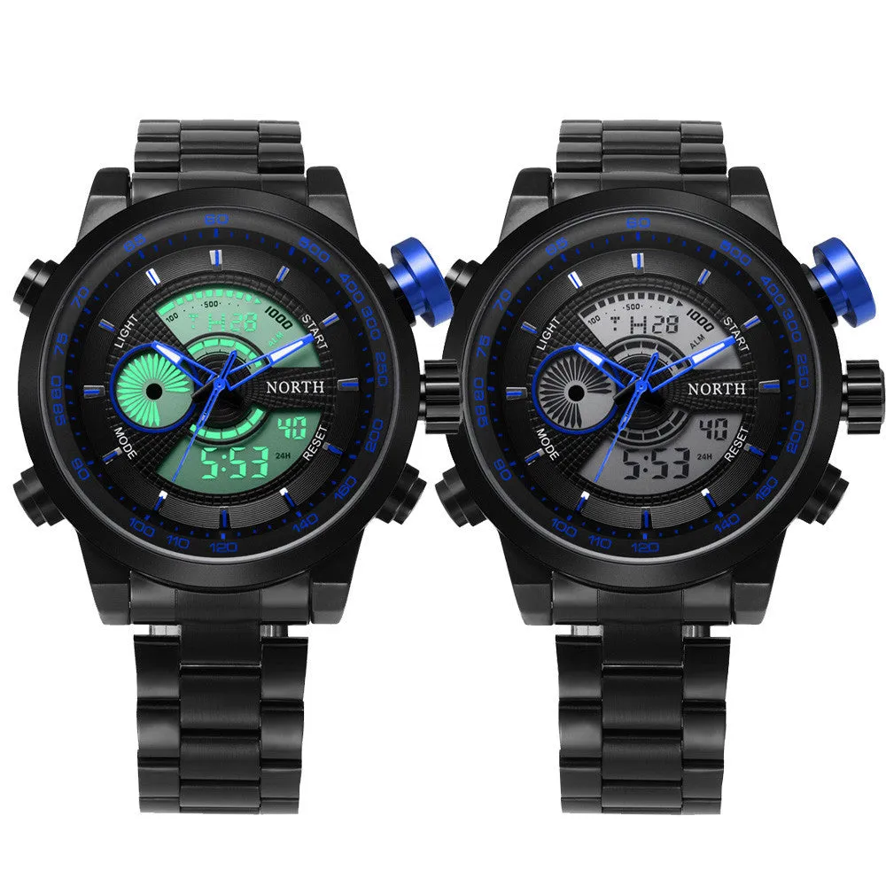NORTH Mens Calendar Watch with Steel Band