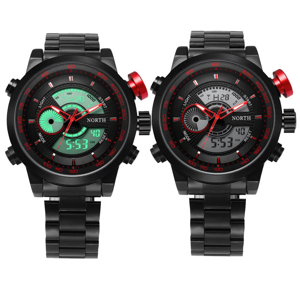 NORTH Mens Calendar Watch with Steel Band