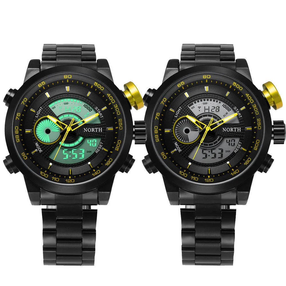 NORTH Mens Calendar Watch with Steel Band