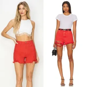 NWT PISTOLA 90s High Rise Distressed Denim Raw Fray Hem Cutoff Jean Shorts 27