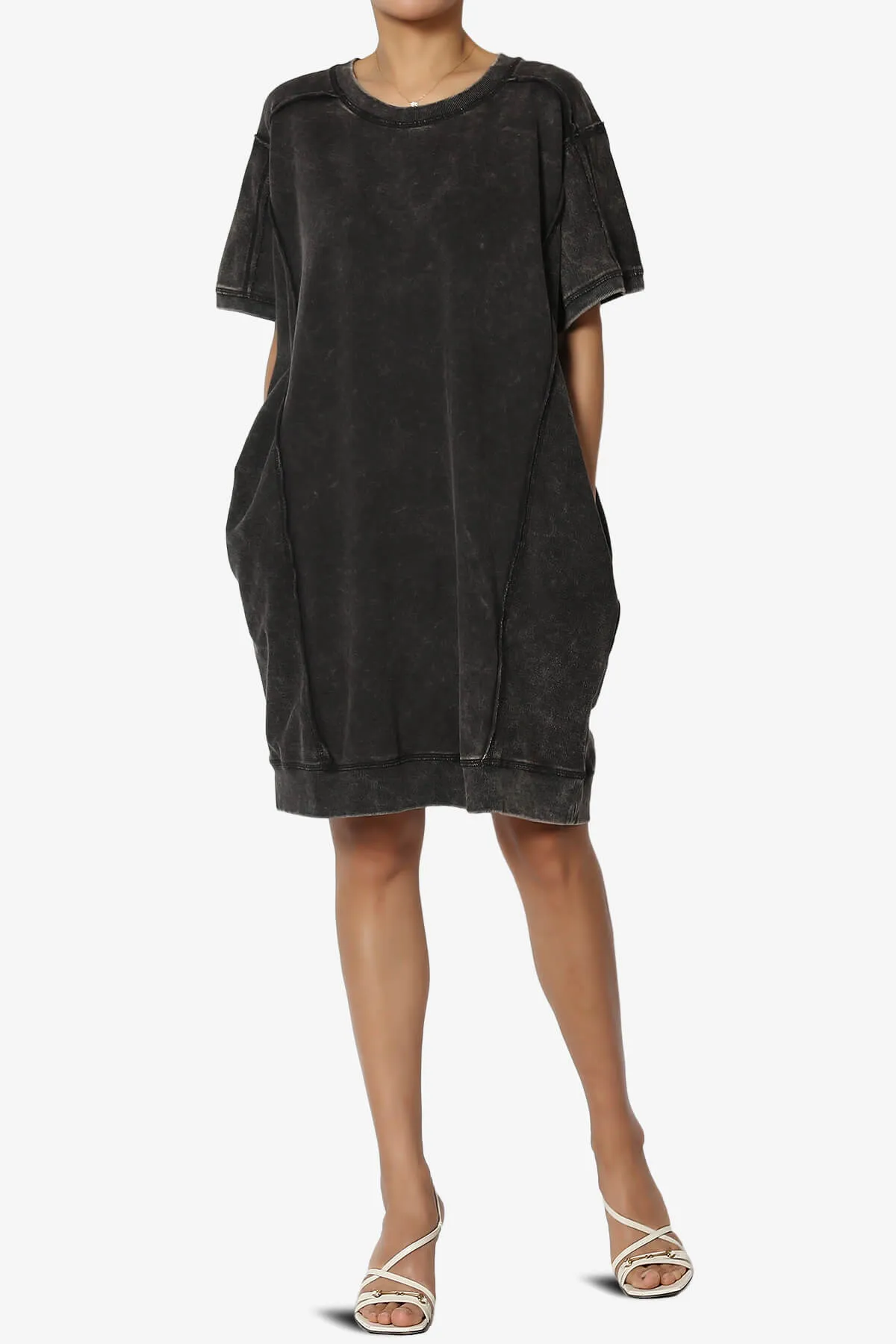 Olsen French Terry Acid Wash T-Shirt Dress
