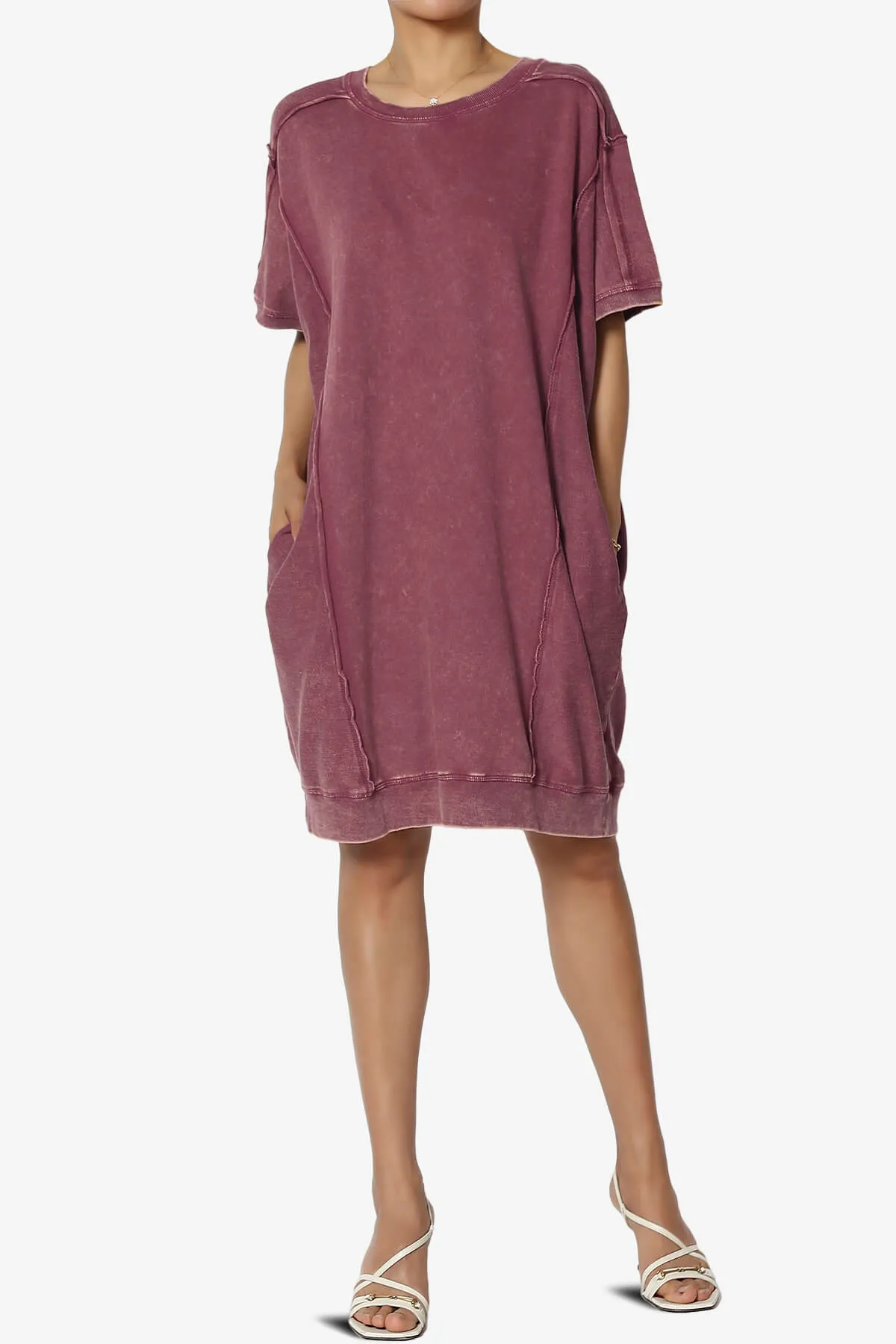 Olsen French Terry Acid Wash T-Shirt Dress