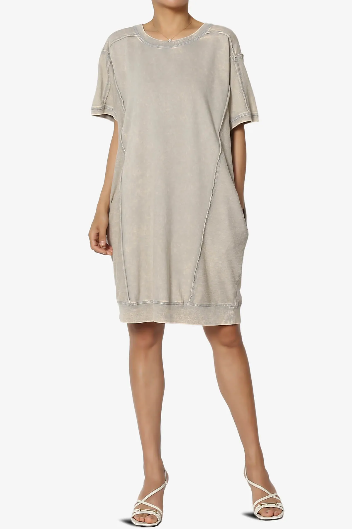 Olsen French Terry Acid Wash T-Shirt Dress